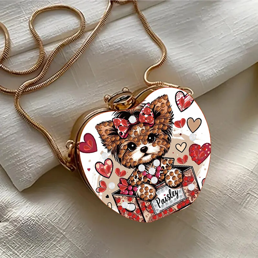 Dog DIY Acrylic Love Art Diamond Painting Coin Purse with Chain for Women Girl