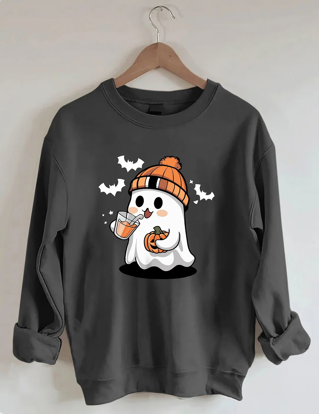Cute Ghost Drinking Coffee Sweatshirt