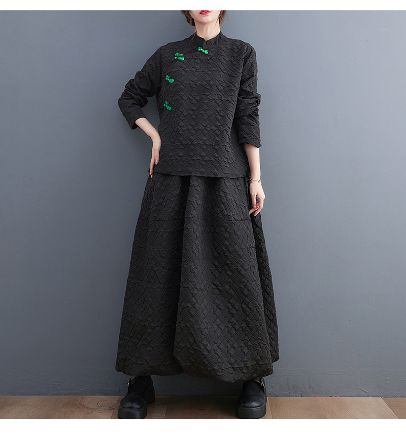 Vintage Solid Color Long Sleeve Jacket And Skirt Suit