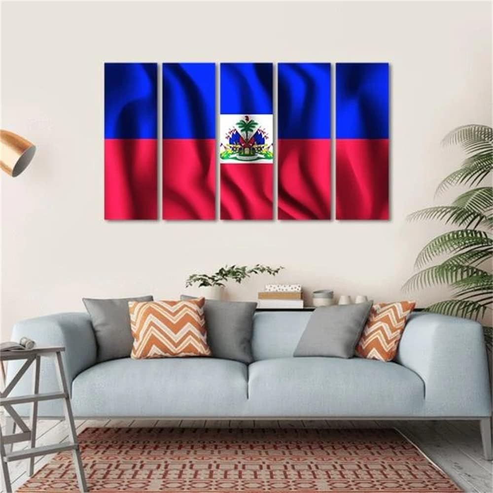 akia Wall Art For Living Room Wall Decor For Bedroom Poster Flag of Haiti Paintings Prints Artwork Bathroom Decorations Canvas Prints Hang Pictures Office Home Decor Works 42&#034;L x 24&#034;W 132x75cm