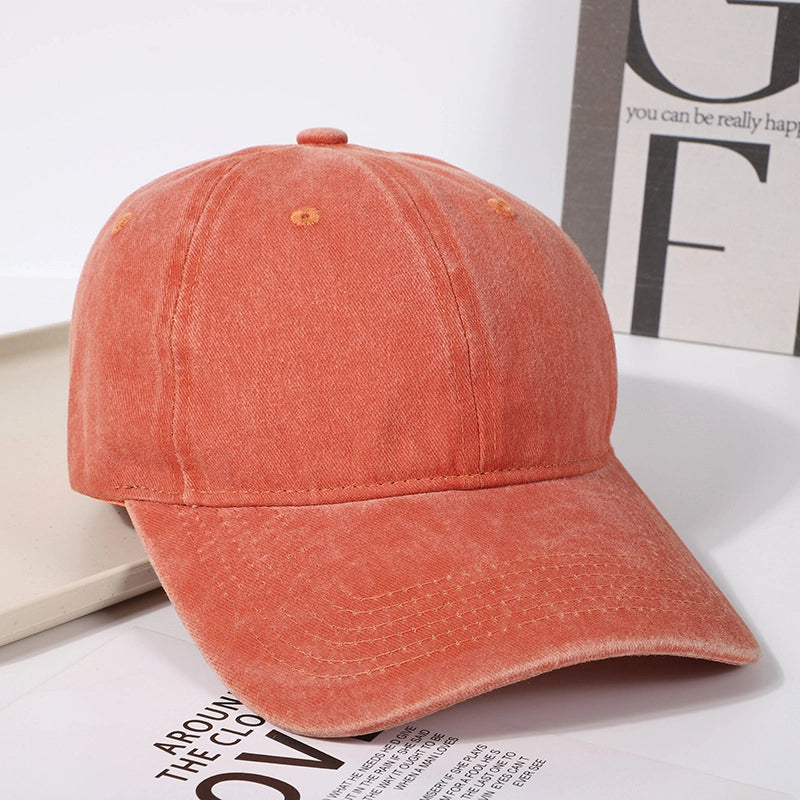 Korean-style Retro Distressed Washed Soft Cotton Baseball Cap Trendy Men’s And Women’s Street Light Plate Curved Eaves Hip-hop Duck Tongue Hat