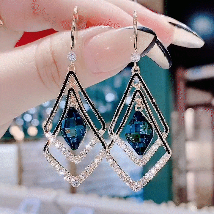 50%OFF丨Rhombus Sapphire Earrings