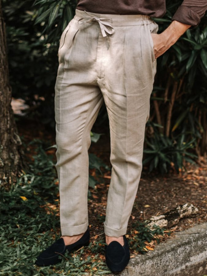 Men's Cotton Linen Loose Trousers