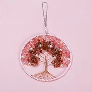 Handmade Dream Catcher With Healing Crystal - Tree Of Life Hanging Ornament For Home, Bedroom, Or As A Gift (Pink) - View #2