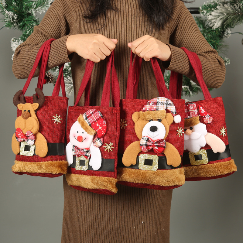 Christmas Gift Bags: Santa,  Snowman & Reindeer Candy Totes 