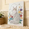 DIY Pearl Painting White Cat for Home Wall Decor with Frame(40x30cm)