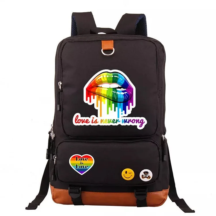 Mayoulove LGBT Pride Rainbow Rainbow Flag Love is Love #1 School Bag Water Proof Backpack NoteBook Laptop-Mayoulove