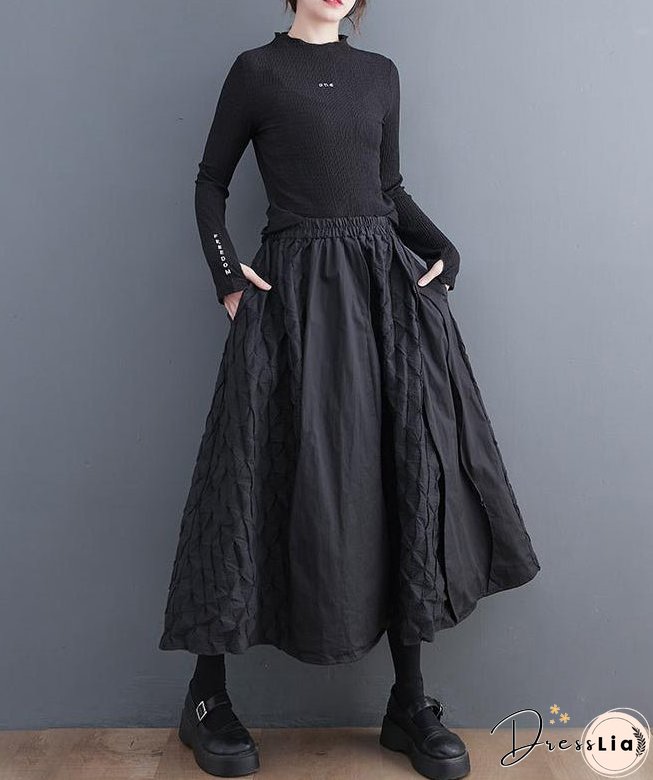 Loose Patchwork Vintage Elastic Waist A-line Skirt