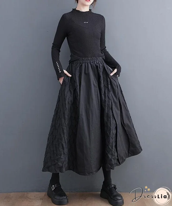 Loose Patchwork Vintage Elastic Waist A-line Skirt