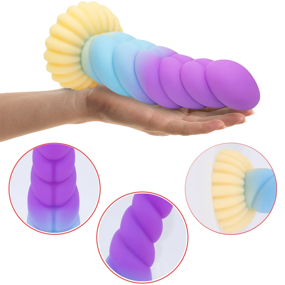 Colorful Braid Dildo Male And Female Masturbation Liquid Silicone Anal Plug
