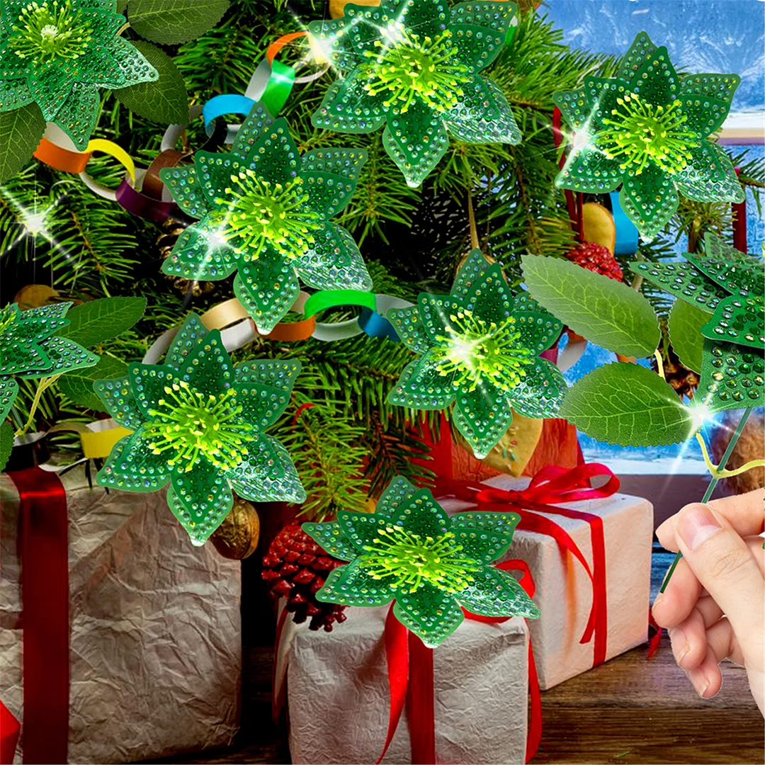 8Pcs 3D Green Artificial Flowers DIY Desktop Diamond Art Kit Adults Home Decor