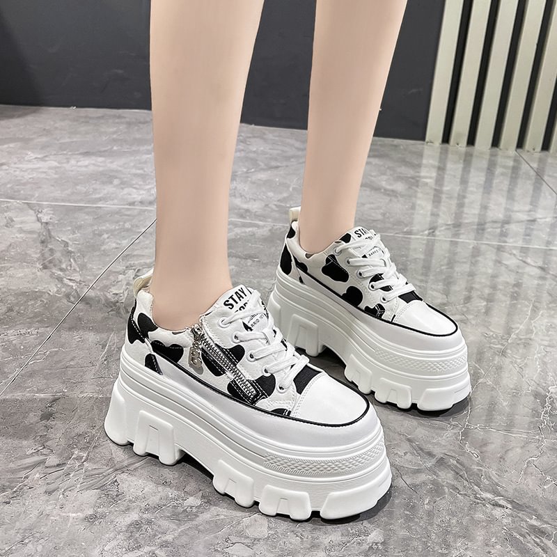 Women's Leopard Print Rhinestone Lace-up Sneakers- Catchfuns - Offers Fashion and Quality Sneakers