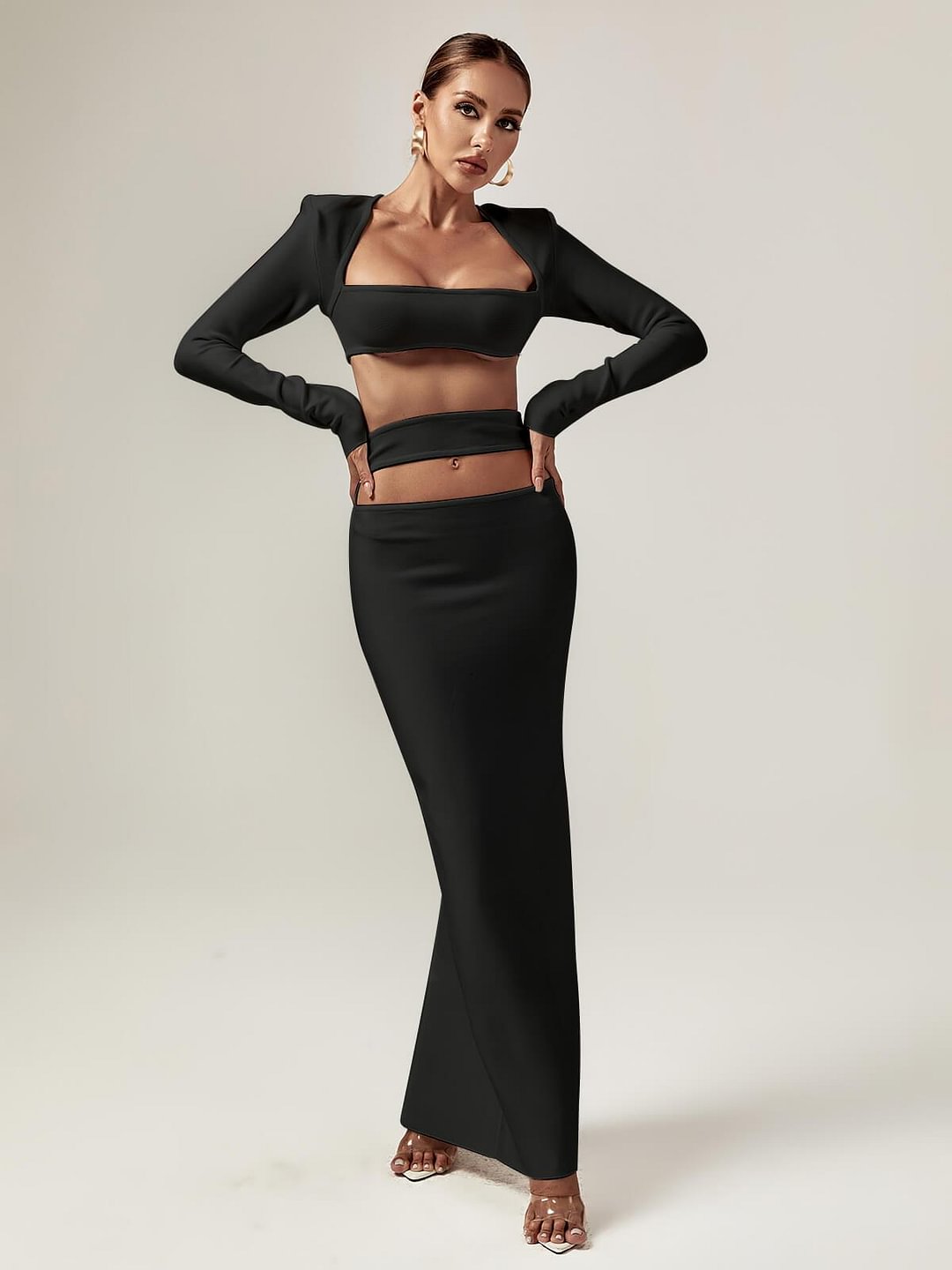 Kynlee Cutout Bandage Set In Black