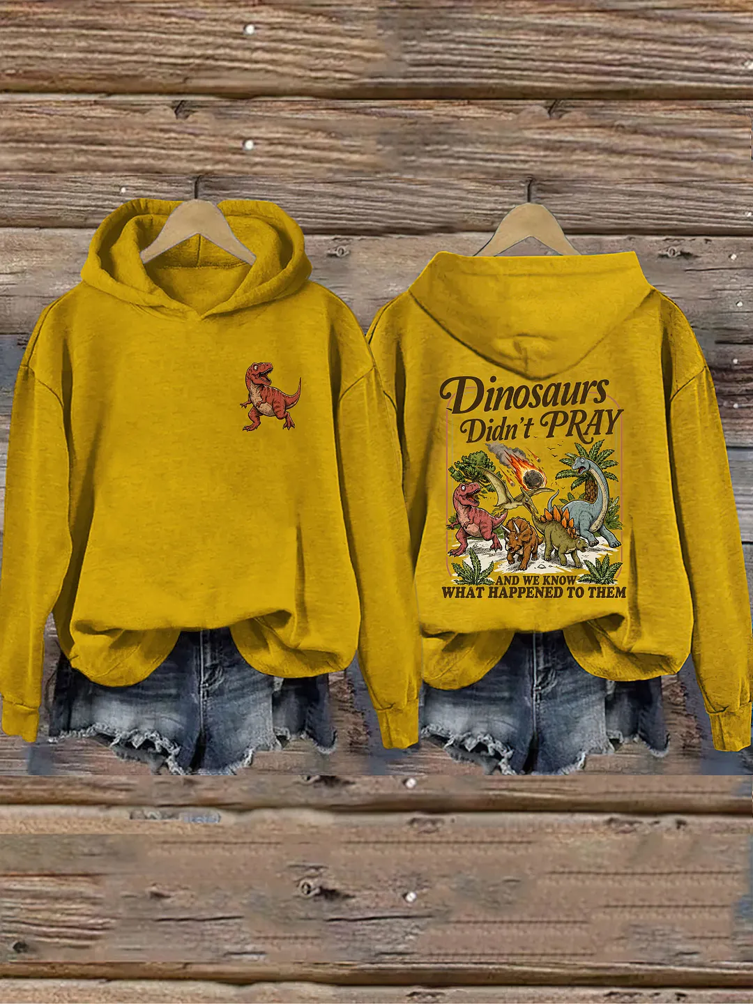 Dinosaurs Didn't Pray Funny Christian Hoodie