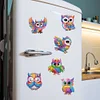 (US Local)6Pcs Acrylic  Owls Diamond Painting Fridge Magnet for Fridge Whiteboard