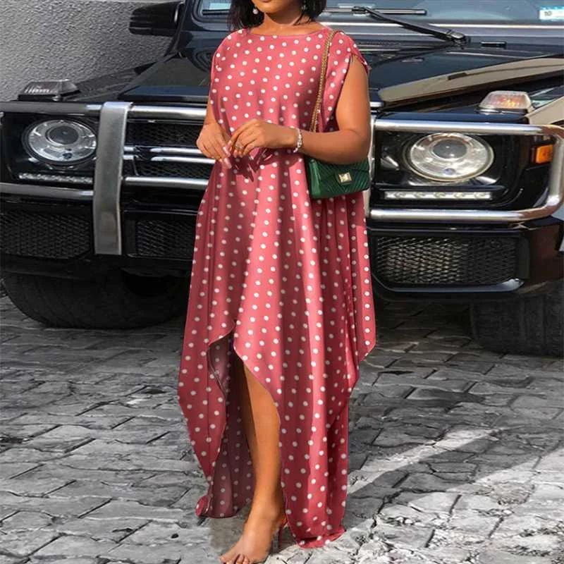 Women Dress VONDA Vintage Polka Dot Printed Asymmetric Hem Vestidos  Irregular Hem Dresses O Neck Sleeveless Sundress