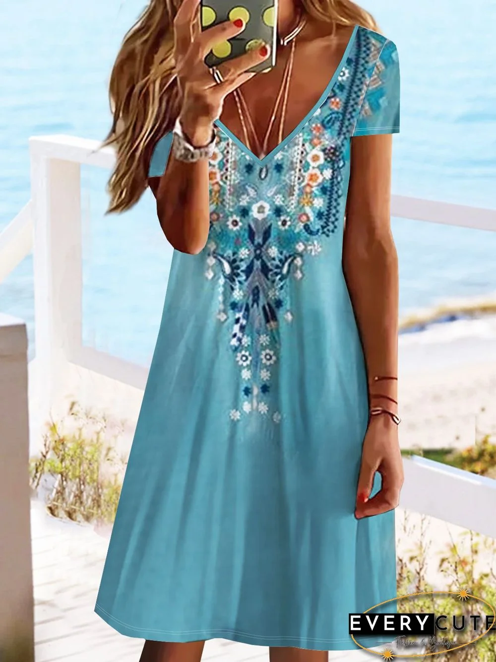 Casual Loose Ethnic Printed Dresses