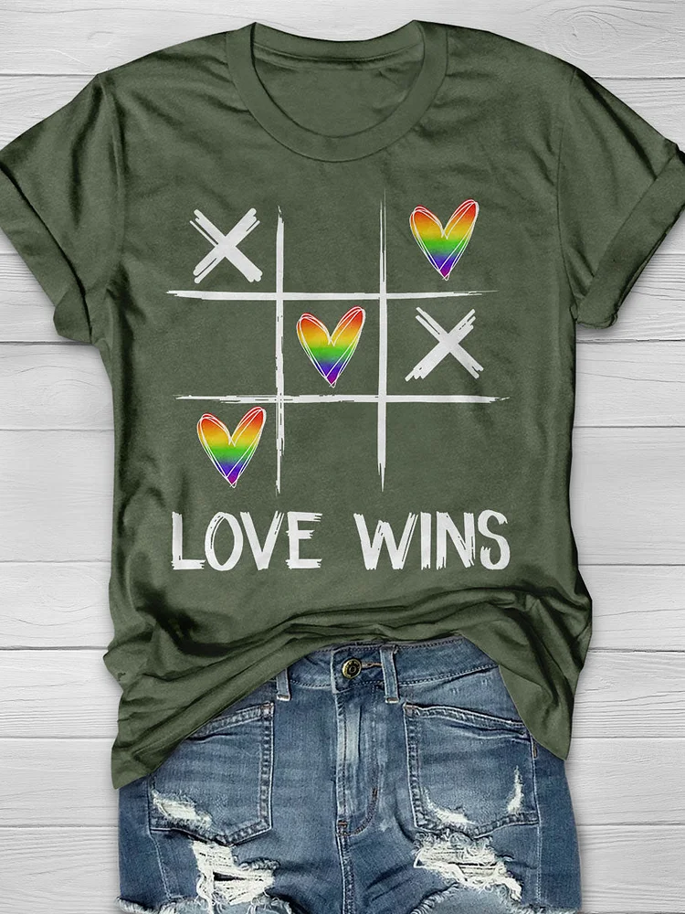 Funny Love Wins Print T-shirt socialshop