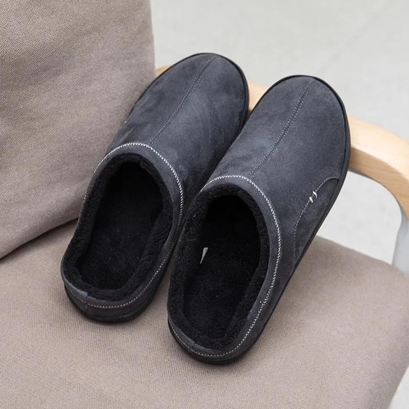 New Winter Men Slippers Home Indoor Warm Shoes Thick Bottom Plush Cotton House Slippers Man Cotton Shoes Large Size 49 50