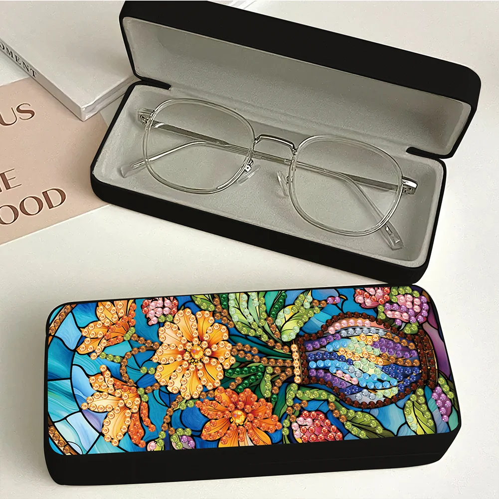 Vase Diamond Painting Eyeglasses Case Diamond Art Sunglasses Case for Adults