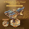  Tonecheer 3D Wooden Puzzle for Adults, DIY Vintage Orient Wooden Ship Airship Model Kit Interactive Movable Structure with Music