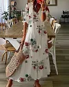 Holiday Maxi Dresses Casual Half Sleeve Summer Beach Sundress Hawaiian A Line Long Dress