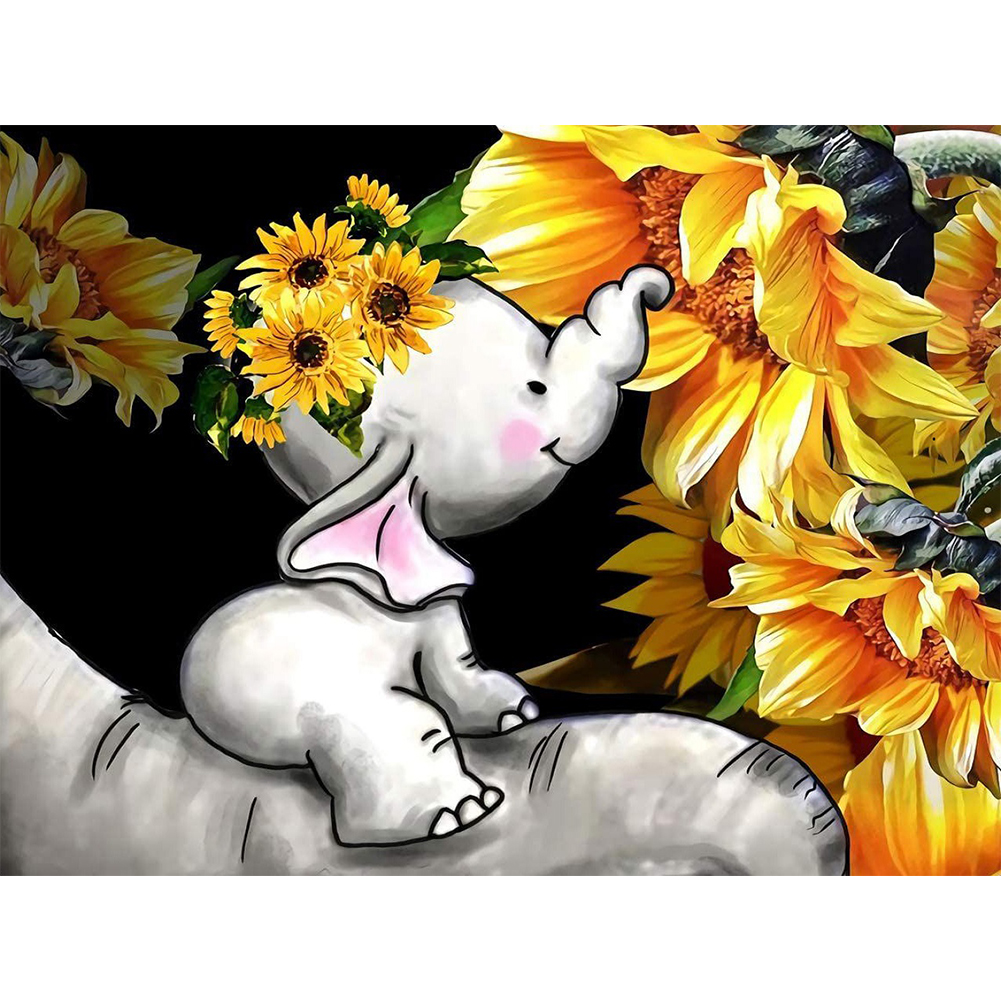 

Sunflower Elephant - Round Drill Diamond Painting - 40*30CM, 501 Original