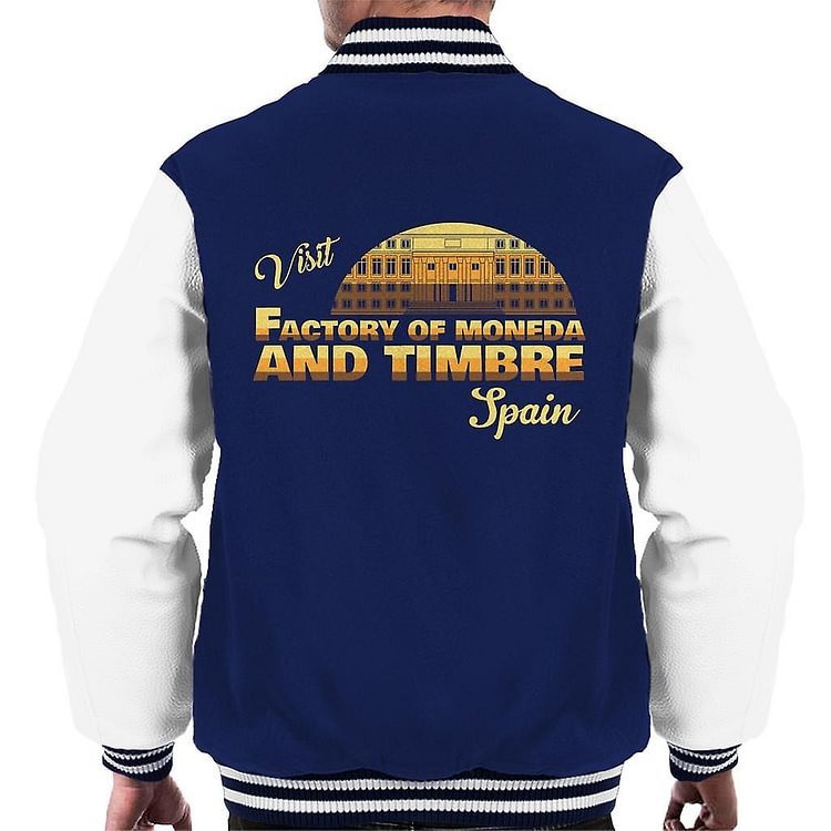 Casa De Papel Visit Factory Of Moneda And Timbre Spain Men's Varsity Jacket