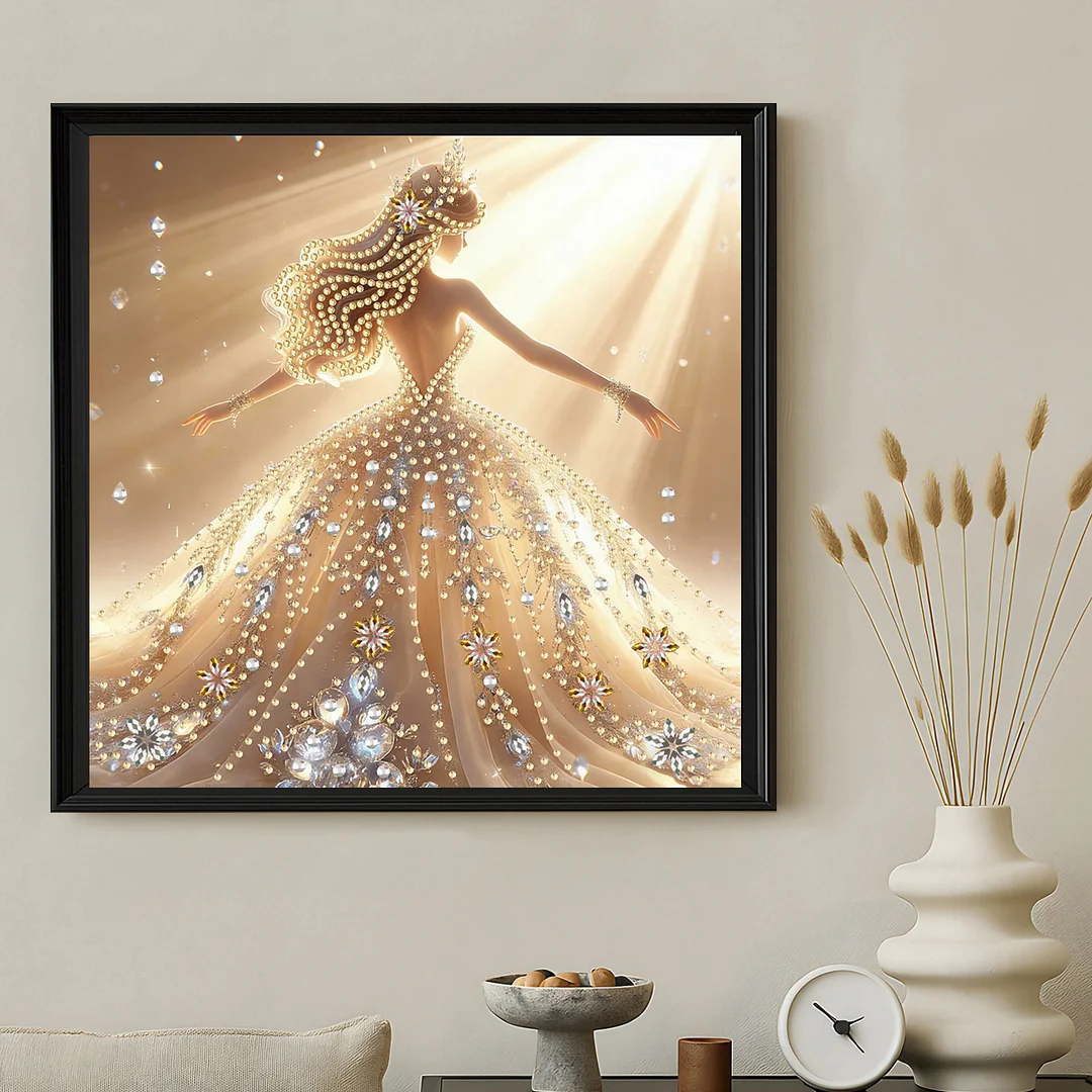Diamond Painting - Partial Special Shaped Drill - Golden Fairy Gown(Canvas|30x30cm)
