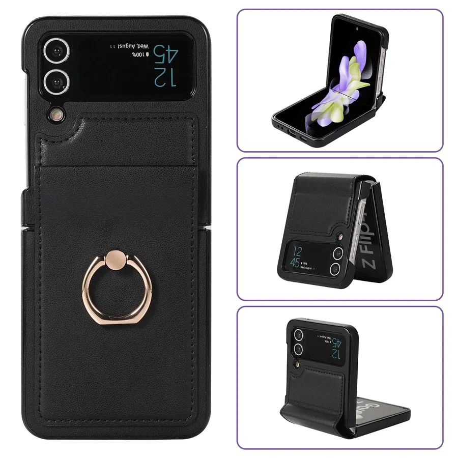 Suitable For Samsung Z Flip 3/Z Flip 4 Folding Solid Color Ring Folding Screen Phone Case