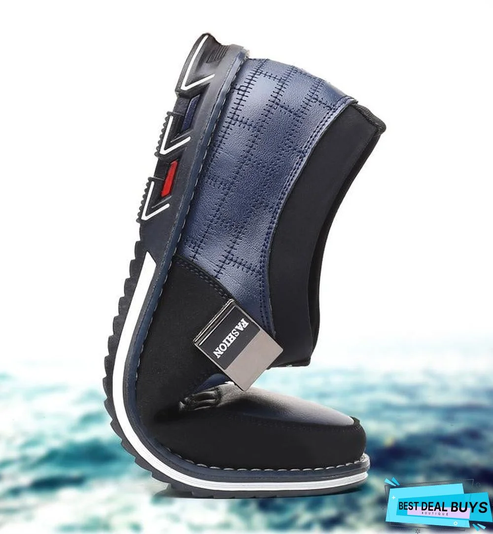 Leather Men Casual Shoes Mens Loafers Moccasins Breathable Slip On Black Driving Shoes