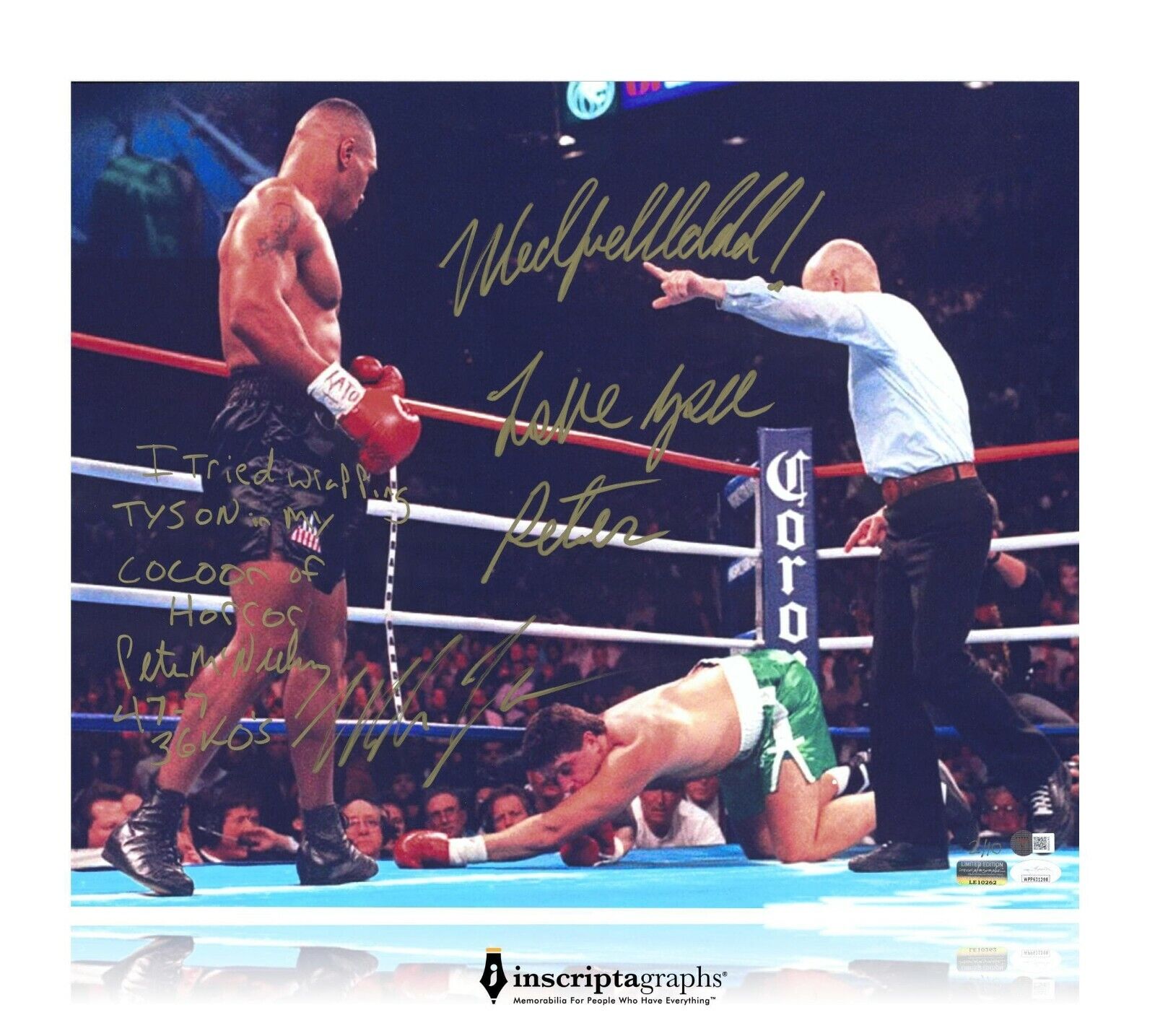 Mike Tyson / Peter McNeeley Dual Signed 16x20 Photo Poster painting #D/10 Inscribed JSA COA RARE