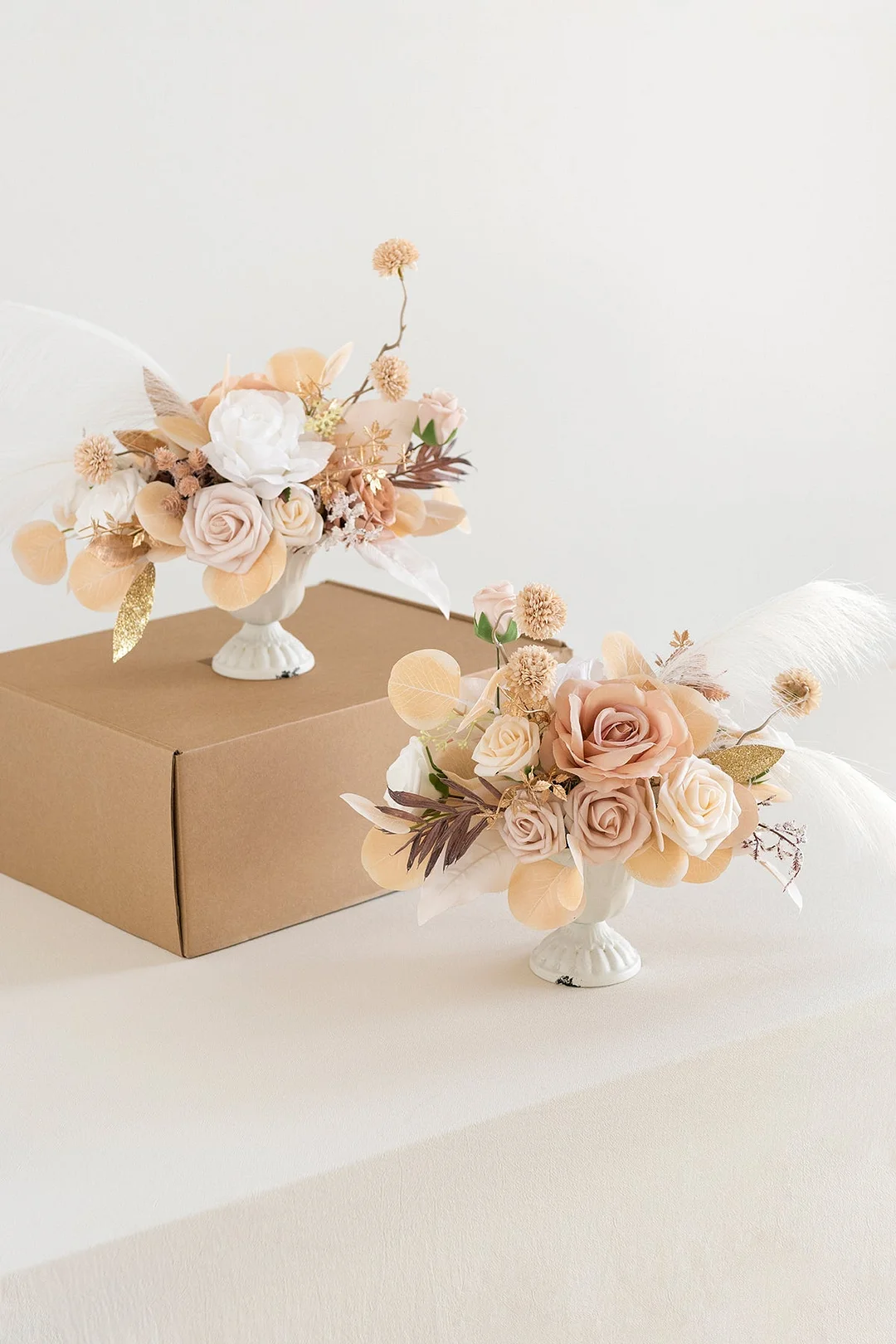 Large Floral Centerpiece Set in White & Beige