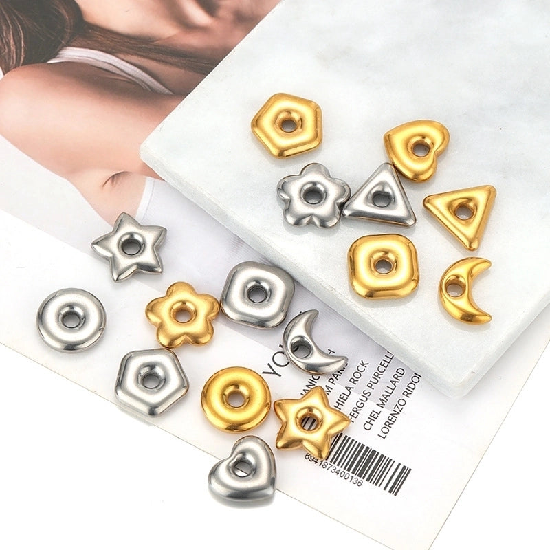 10 PCS/Package 16.5*16.5mm 18*17mm 19 * 18mm Hole 4~4.9mm 304 Stainless Steel Triangle Moon Flower Beads
