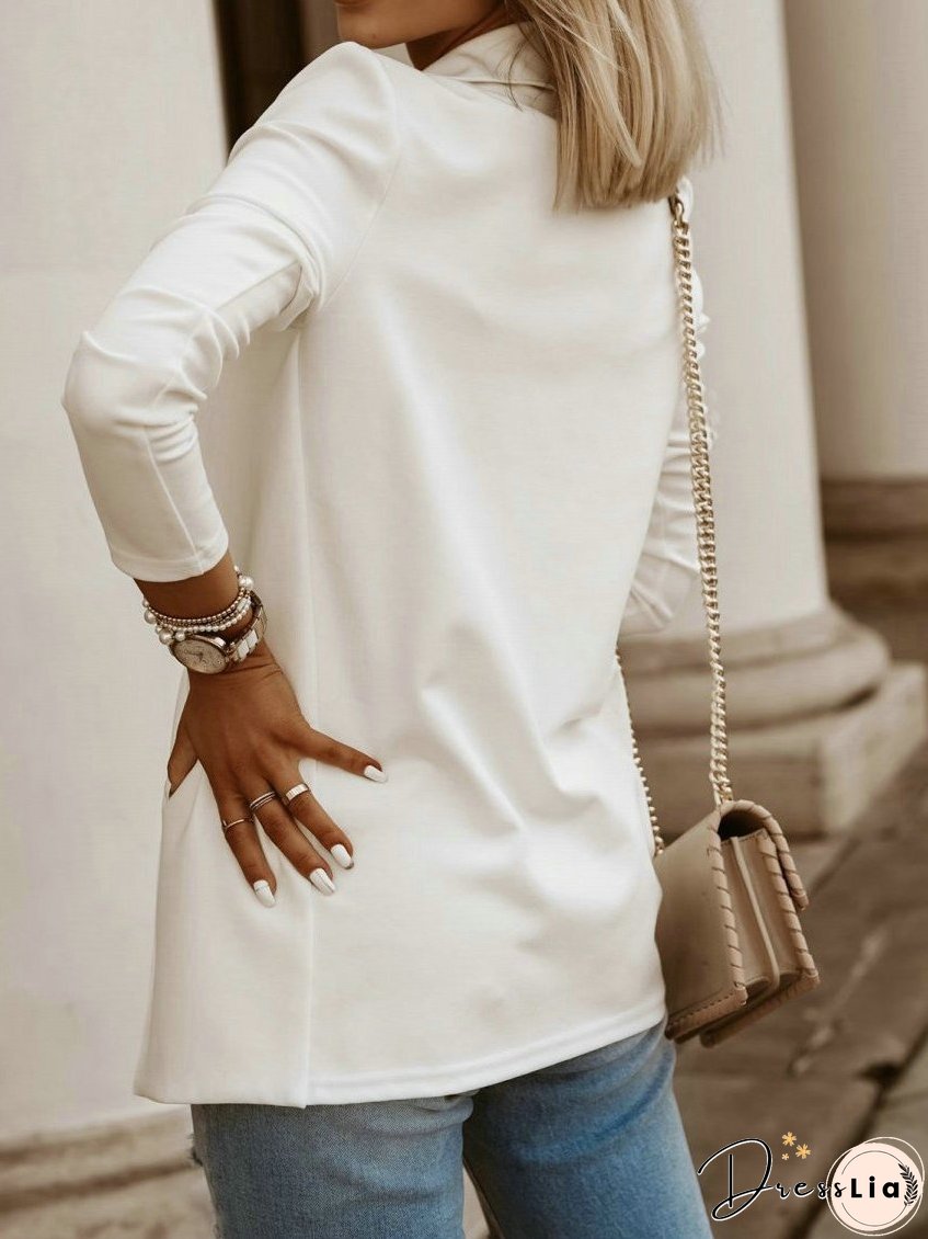 Women's Blazers Temperament Solid Lapel Long Sleeve Blazer