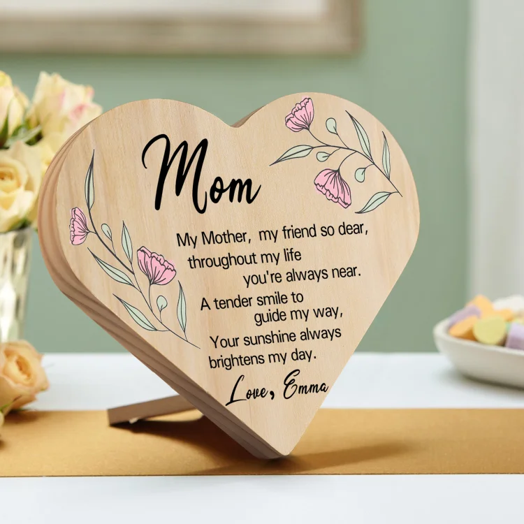 To My Mom Personalized Wooden Heart Keepsake Desktop Ornament "For all the times I forgot to thank you" Mothers Gifts