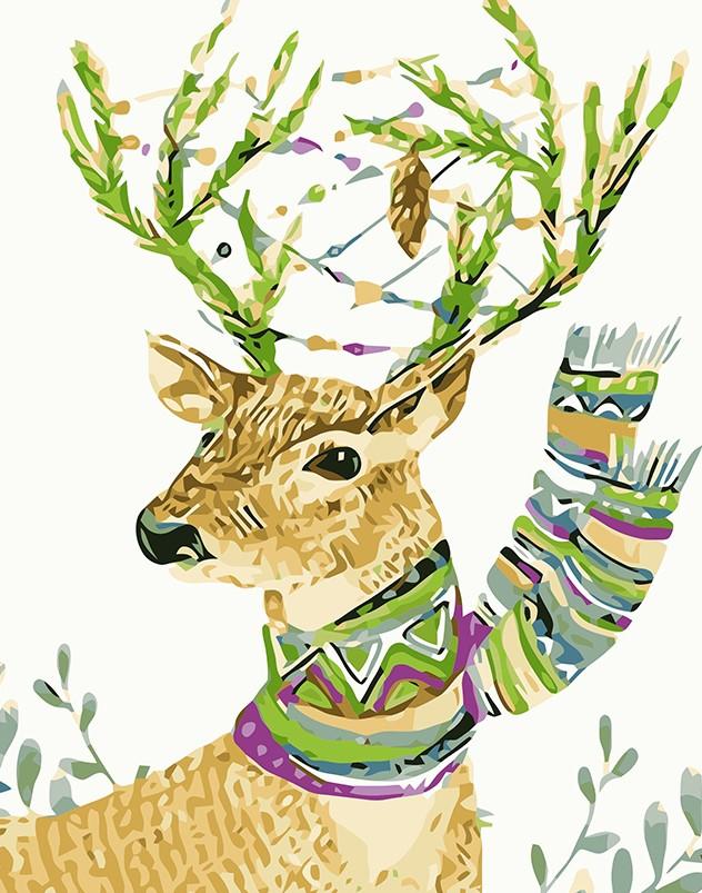 

Deer Wearing Scarf – Paint By Numbers - 40*50CM, 501 Original