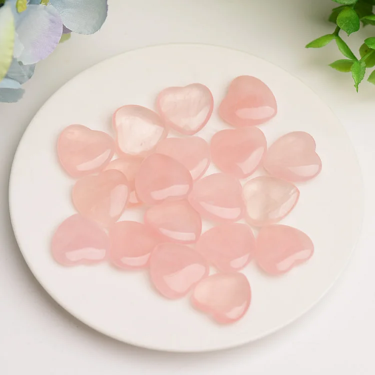 0.8" Mini Rose Quartz Heart Crystal Carving Bulk Crystal