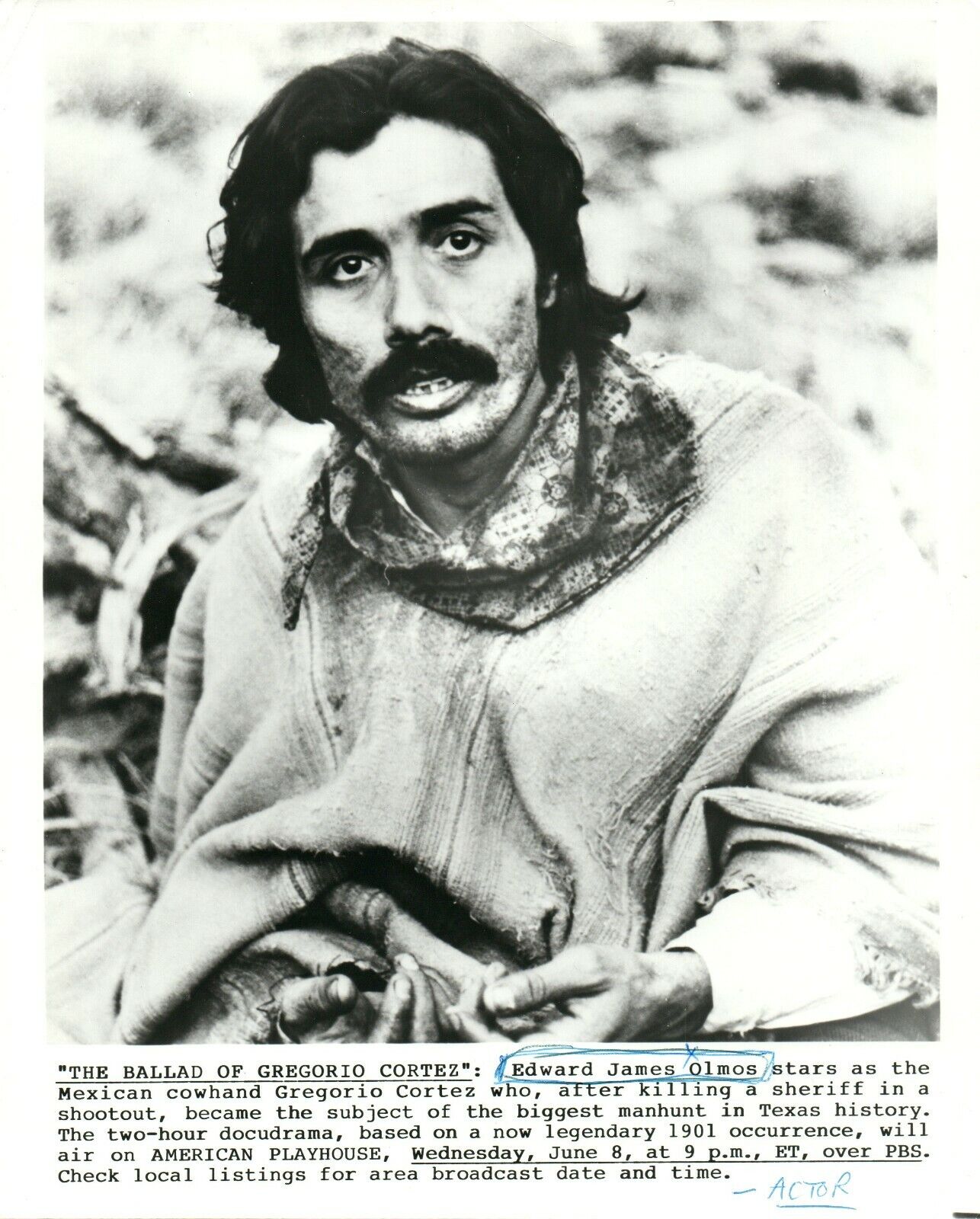 EDWARD JAMES OLMOS Actor 8x10 Promo Press Photo Poster painting THE BALLAD OF GREGORIO CORTEZ