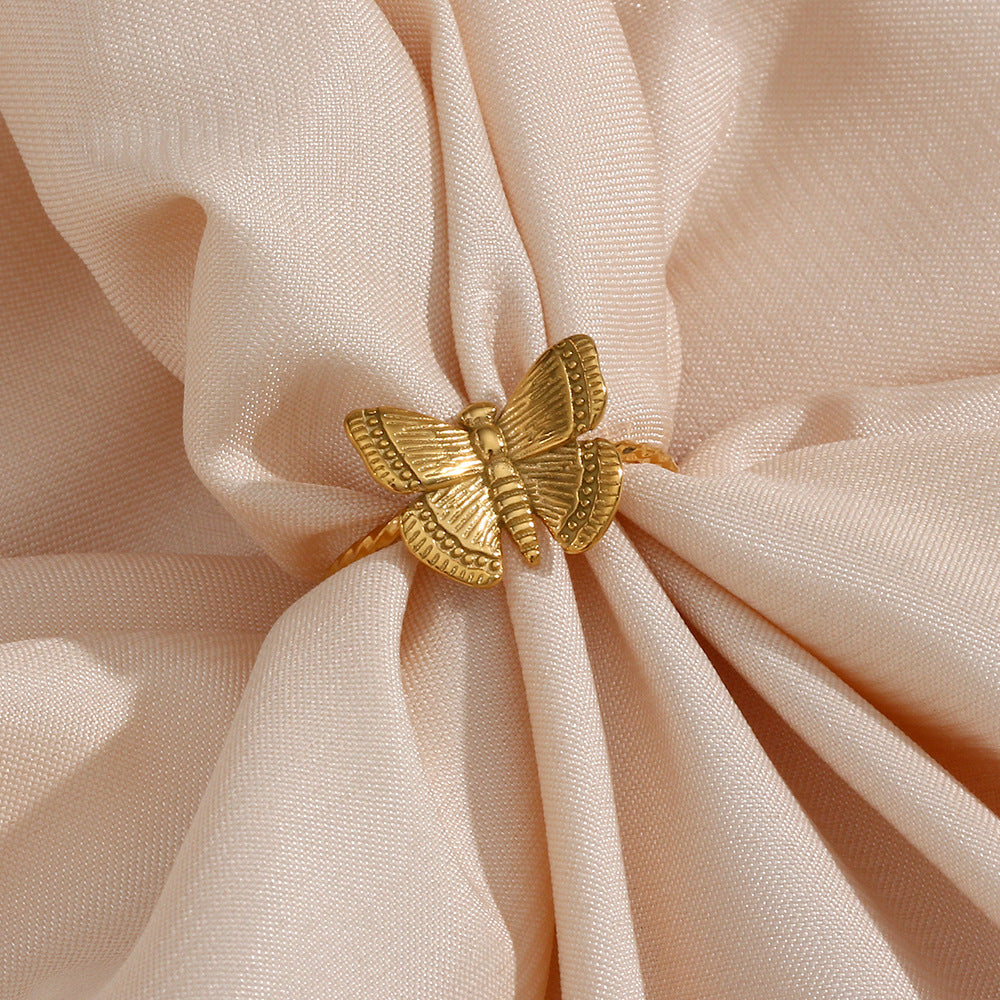 Women Fashion Circle Geometric Stainless Steel 18K Gold Plated Rings