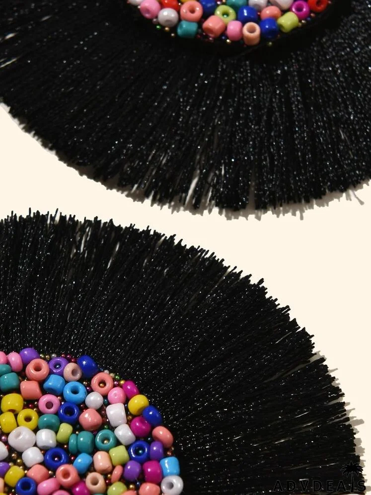 Bead & Tassel Decor Drop Earrings