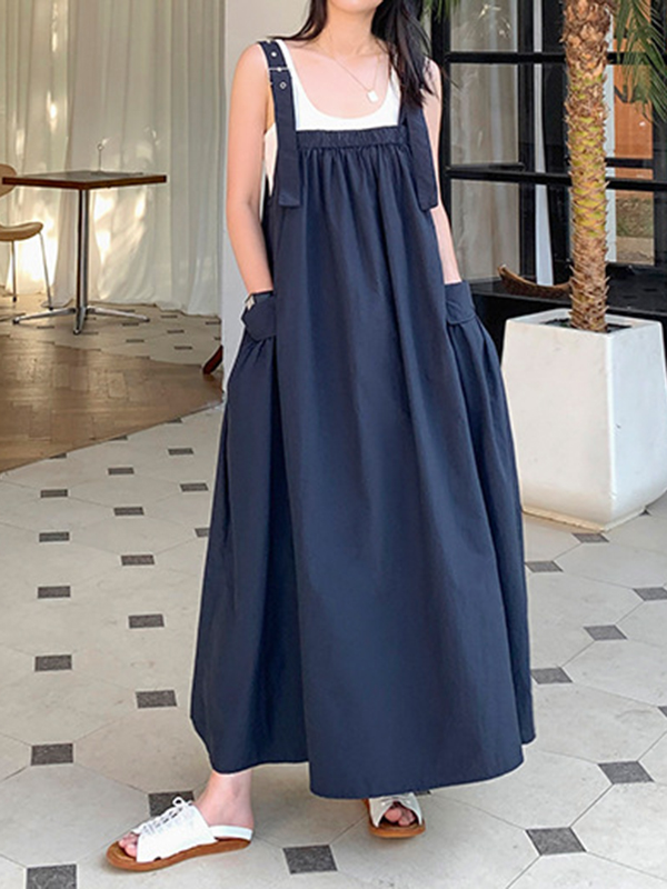 Loose Casual Cotton and Linen Back Belt Skirt