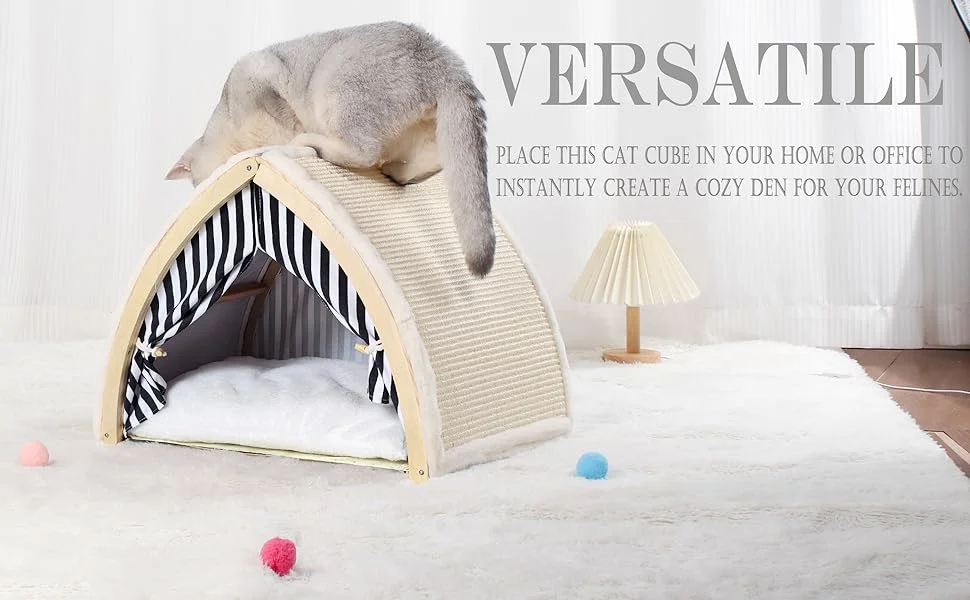 cat house with scratching board