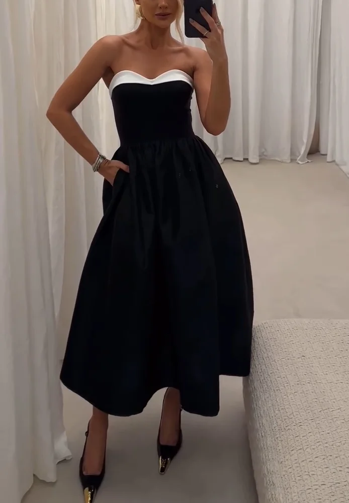 Women's contrast color tube top dress