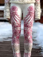 Women's Vintage Viking Wings Rose Print Leggings