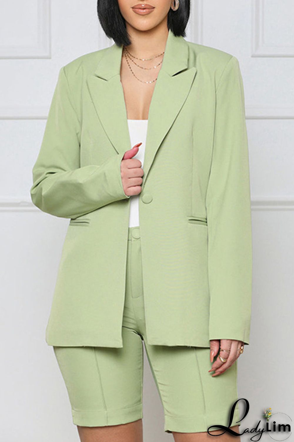 Yellow Casual Solid Patchwork Buttons Turn-back Collar Long Sleeve Two Pieces