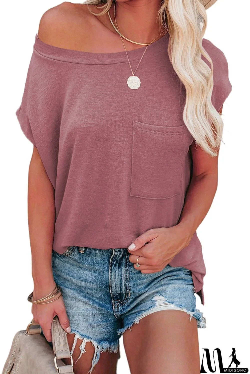 MidiSono - Pocketed Tee with Side Slits