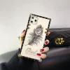 2023 Luxury Diamond Gem Peacock Feather Square Case For iPhone
