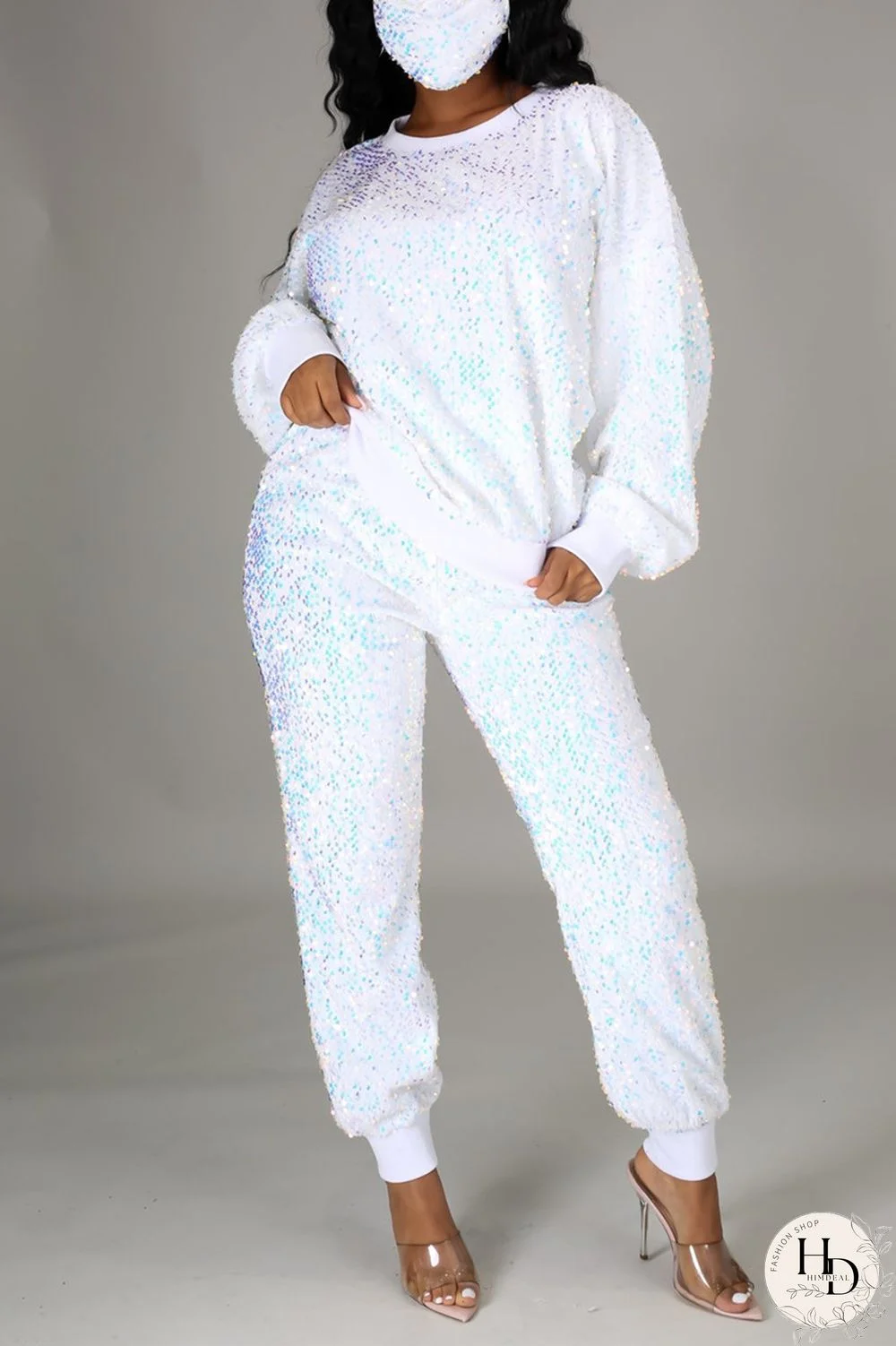 White Fashion Casual Long Sleeve O Neck Regular Sleeve Regular Patchwork Two Pieces