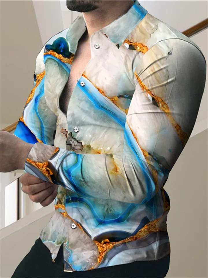 Men's 3D Printed Lapel Cardigan Long-sleeved Shirt Casual Fashion Shirt Trend Shirt Printed Shirt S,M,L,XL,XXL,XXXL,XXXXL,5XL,6XL
